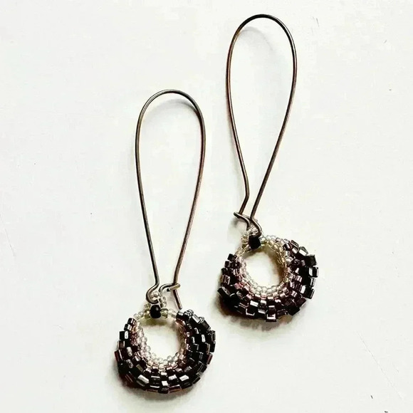 Copper Circle Handmade Dangle Earrings - Picture 1 of 4